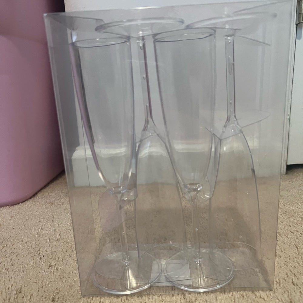 Champagne Flutes Set Clear Plastic